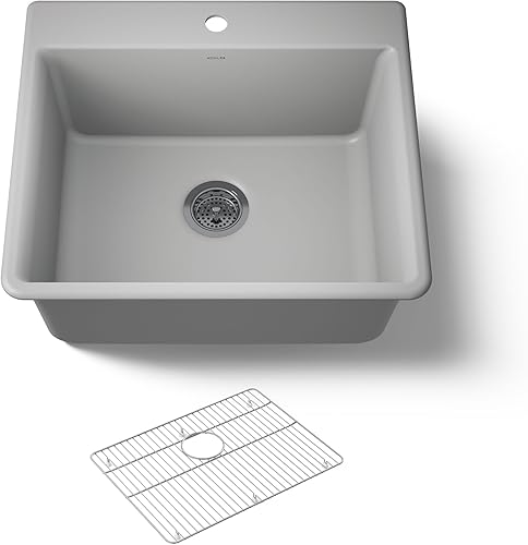 Kohler 28003-1-CM4 Kennon - Fregadero compuesto de lavabo doble, color gris mate