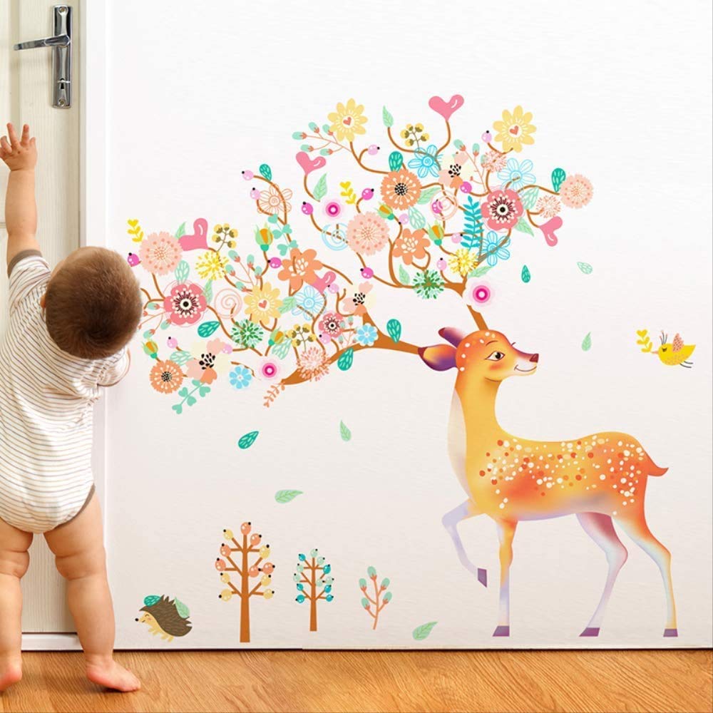 Cartone Animato Scuola Asilo Parete Layout ADESIVI Parete Camera Dei Bambini Decorazione Camera Da Letto Appiccicoso Prugna Cervo