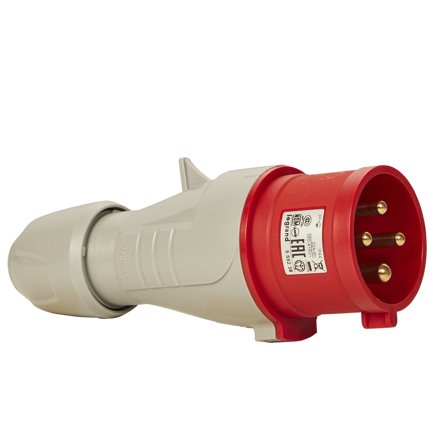 Legrand - 555238 - Straight Mobile Socket - P17 IP44 32A - 380V~ to 415V~, 3P+T