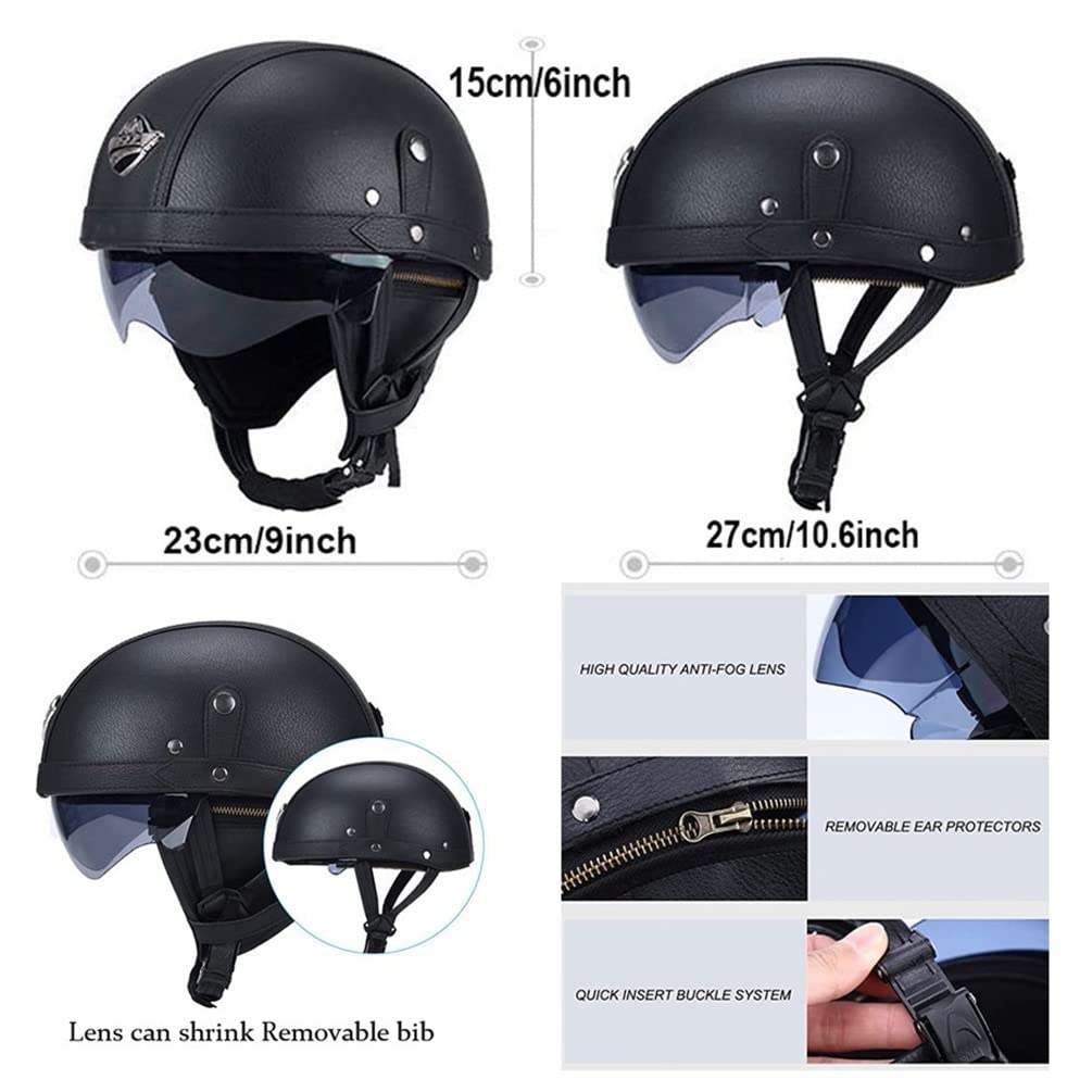 Halbschalenhelm Für Männer Retro Halbschalenhelm Mit Brille