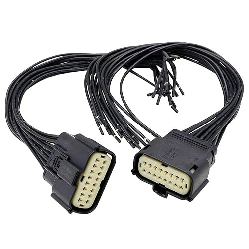 Miniatura 4 de 2 conectores de faros delanteros de 16 cables de 11.8 pulgadas, coleta de 16 pines, compatible con Jeep HID SRT LED 2014-2018 para reparación de