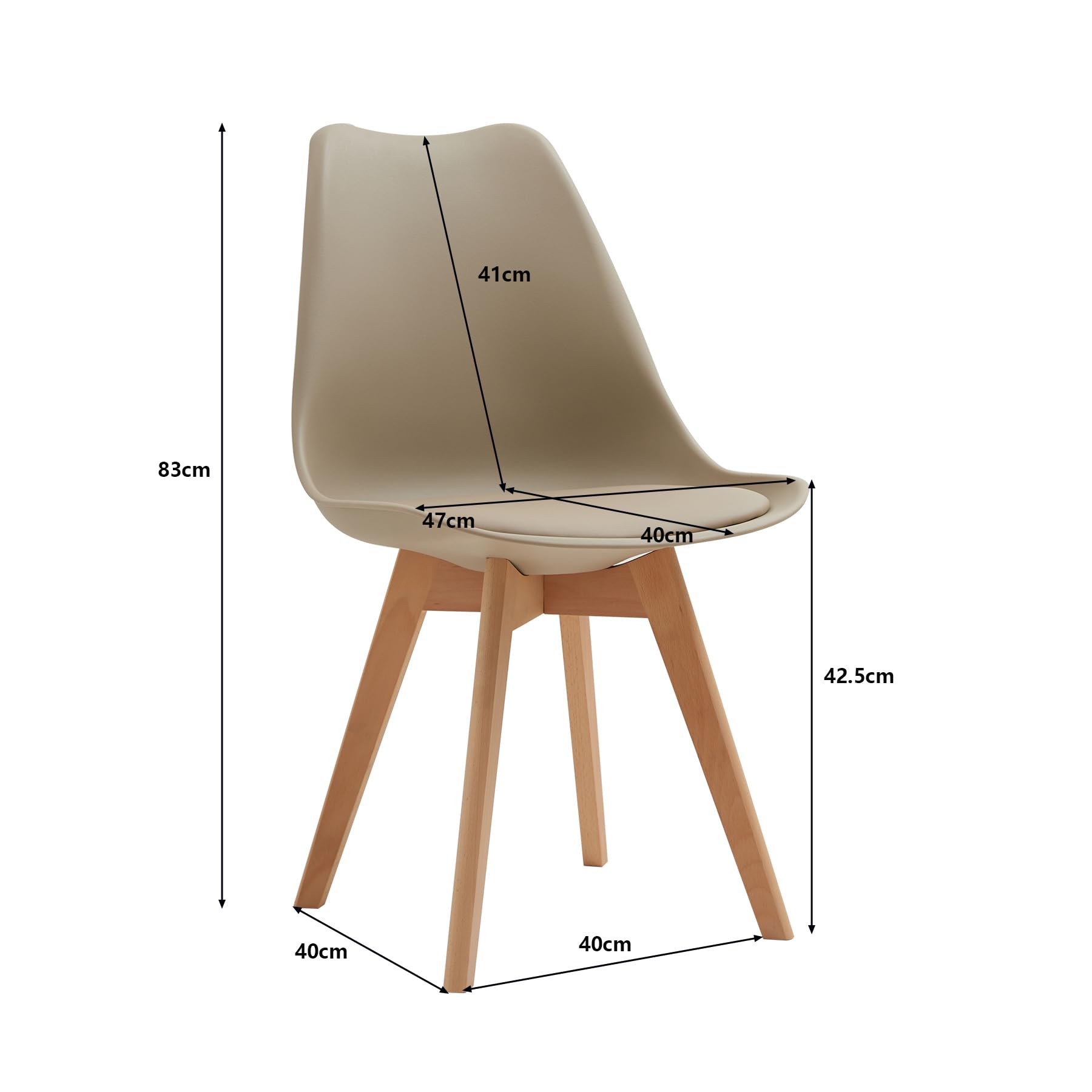 BenyLed Set di 4 Sedie da Pranzo Moderne, con Seduta Imbottita e Gambe in Legno di Faggio, Ideali per Sala da Pranzo, Cucina, Soggiorno, Camera da Letto, Marrone
