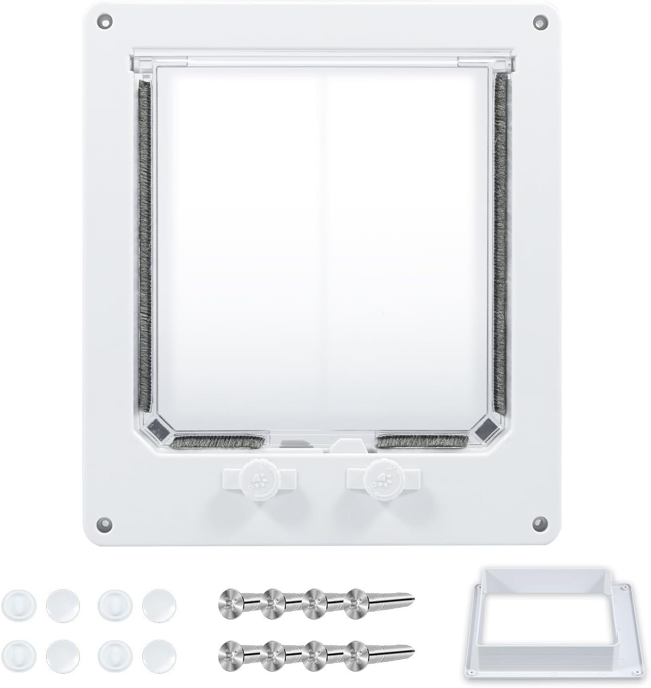 Cat Door Interior Door, Plastic Interior Cat Door Indoor Cat Door Upgraded Pet Door with Flap and 4 Way Locking for Interior Doors Medium Cats Kitties White (M)