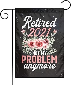 Retirement Gifts for Women 2021 Cute Pink Retired 2021 Garden Flag,Yard Burlap Welcome Garden Flag Double Sided,Spring and Summer Rustic Garden Decoration Sign,Small Garden Flags 12x18 Prime