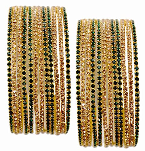 Zircon Gemstone Studded Glossy Finished Bangle Set - Pack Of 24