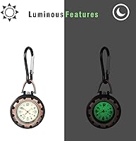 Vista 5 de Lancardo Clip On Quartz Watch for Men and Women Glow in The Dark Backpack Buckle Belt Fob Watch for Doctors Nurses Chefs Hiking or Climbing