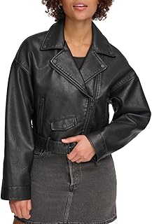 Levi's Womens Faux Leather Cropped Moto Jacket