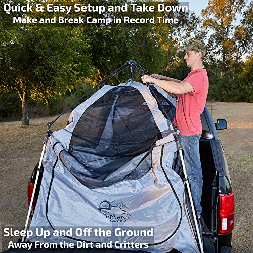 FOFANA Truck Bed Tent Automatic Setup - Full Size Truck Tent | 6' Standing Height, Panoramic Windows, Full Coverage Weatherproof Rainfly | Sleep Off The Ground and Under The Stars