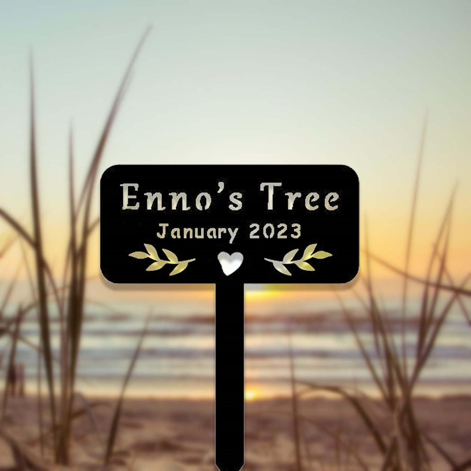 Custom Metal Memorial Tree Sign with Stake Tree Yard Garden Stake Personalized Tree Memorial Plaque Marker Tree Name Plate Garden Sign Outdoor Garden Yard Decor Art