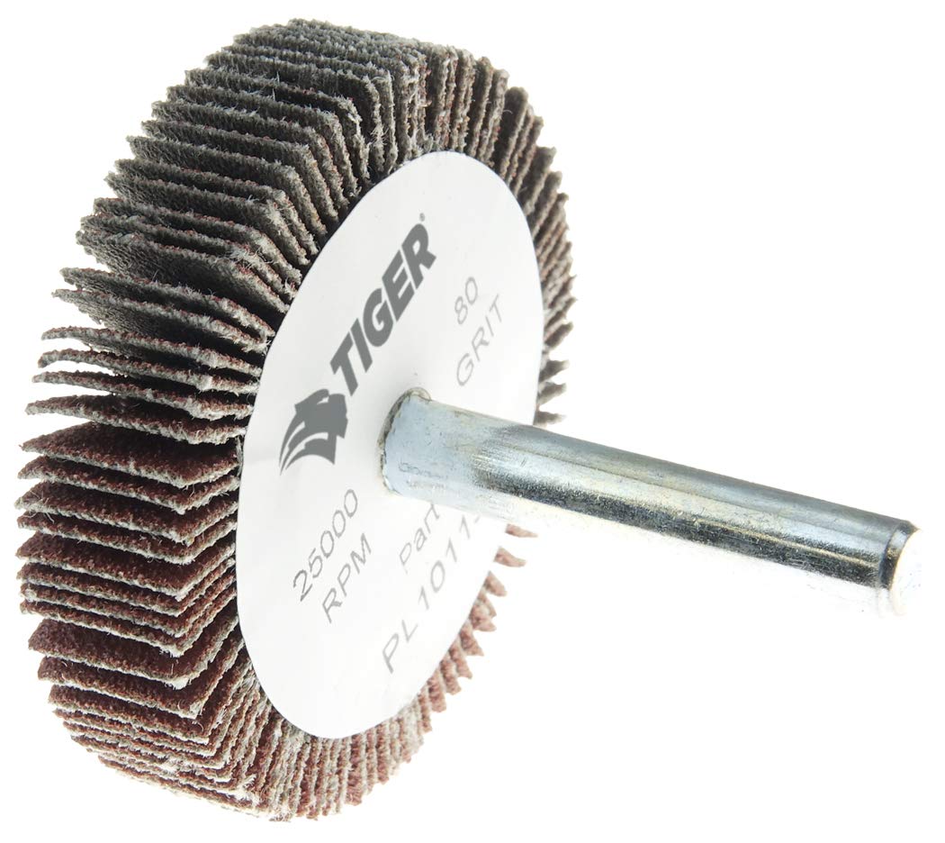 Weiler 52366 2" x 1/2" Tiger Coated Abrasive Flap Wheel, 1/4" Stem, 60AO (Pack of 10)