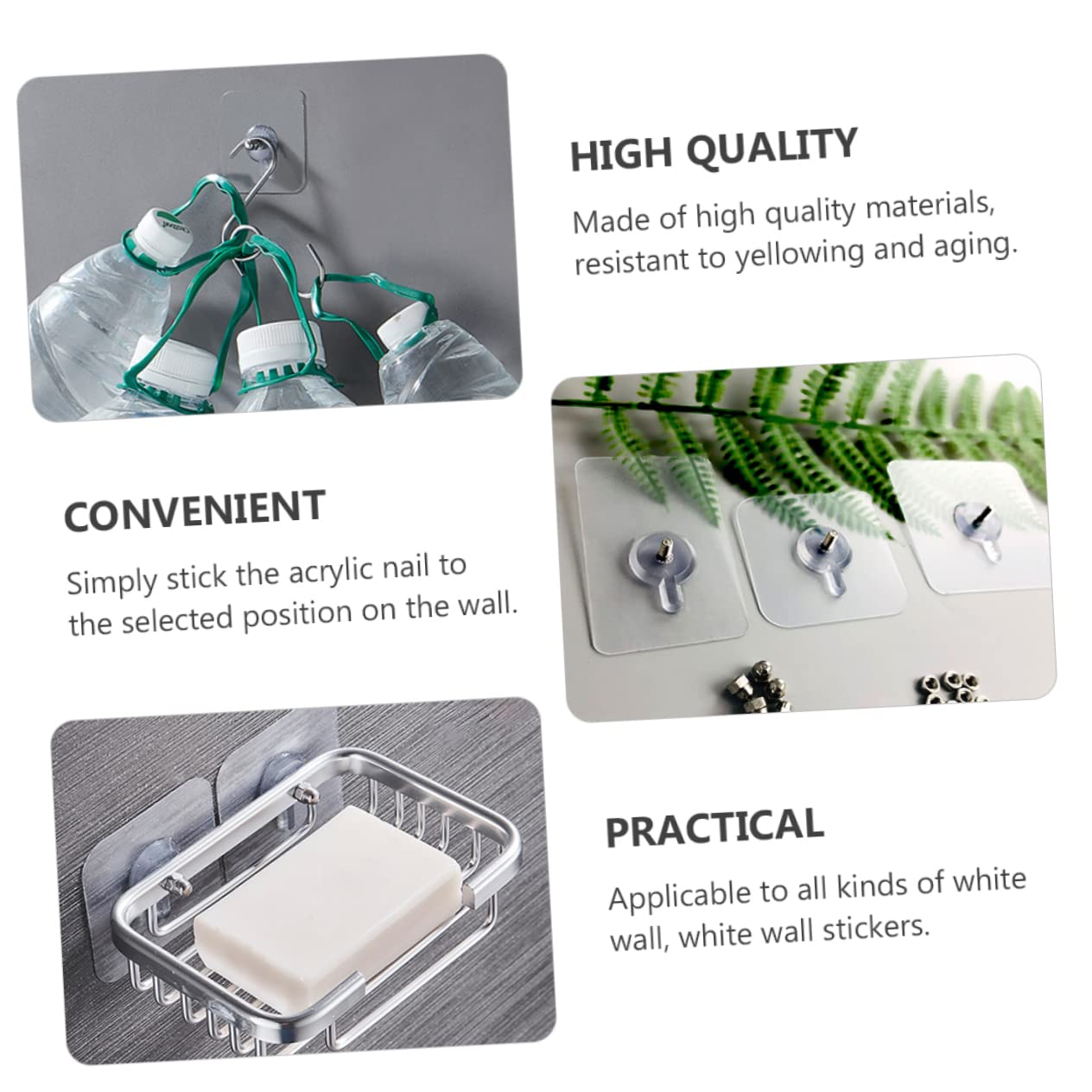 Abaodam 100piezas Ganchos Adhesivos Sin Rastro Para Decoración De Pared Adhesivos Multifuncionales Para Colgar Claves y Objetos Ligeros