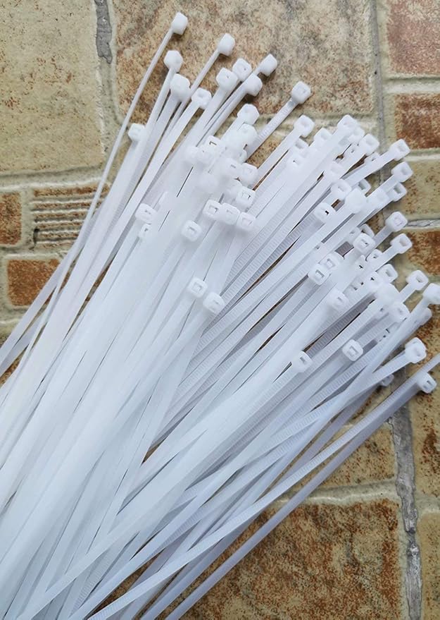 Image of bvslf 300 MM x 3.6 MM | 100 PCS | Heavy Duty Strong 30 cm Long Self Locking Cable Zip Tie for Cable Management Luggage Packing Electrical Lock Cable Tie | 12 inch Premium Nylon Zip Ties | White
