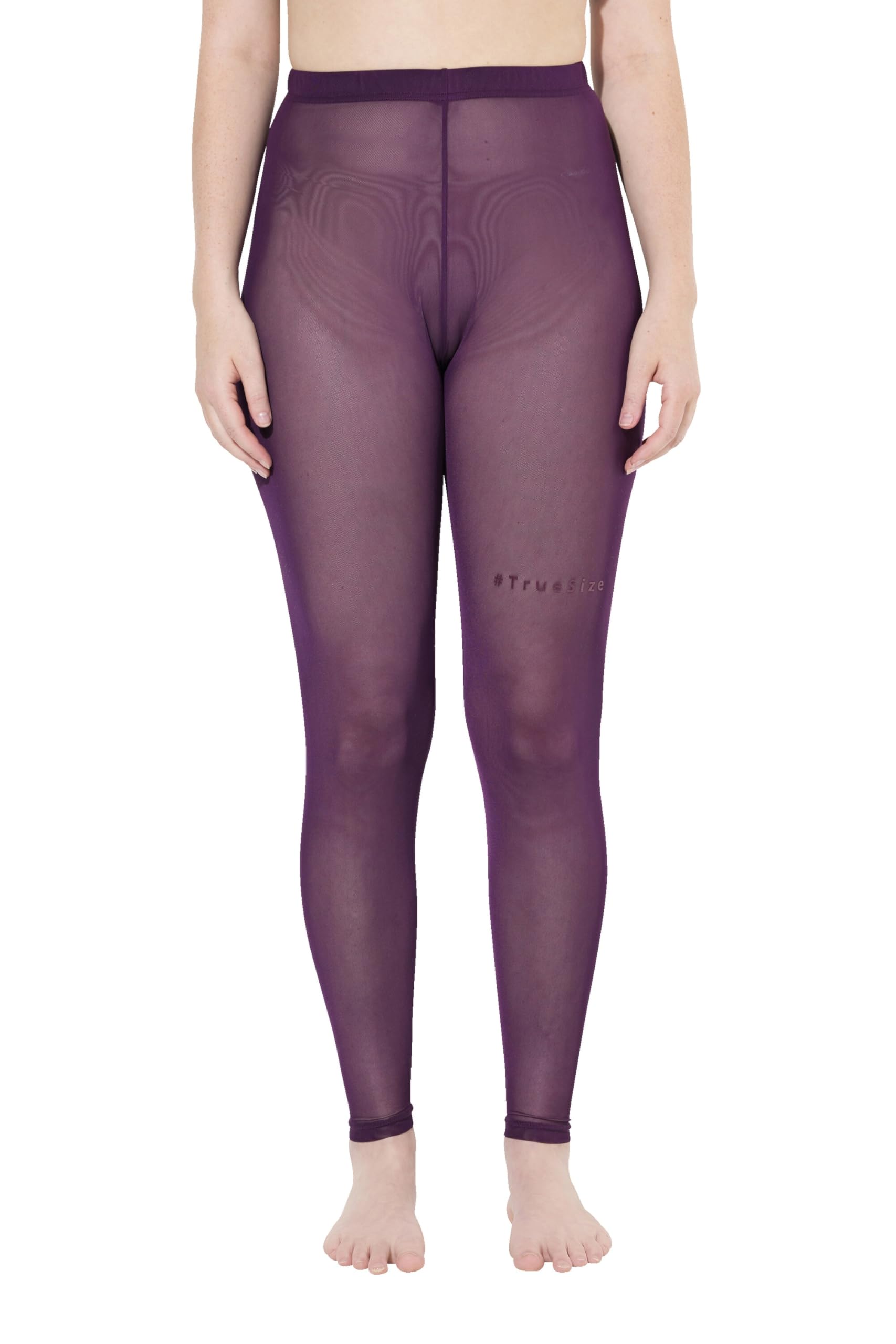 Ulla Popken Damen große Größen Übergrößen Plus Size Strumpf-Leggings, Mesh, Schriftzug, Flockdruck 833750