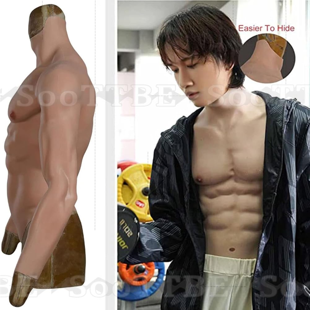 Silikon-Muskel-Brustanzug Unsichtbare Hohe Elastizität Bauchmuskeln Herren Simulation Falsche Brustmuskeln für Cosplay