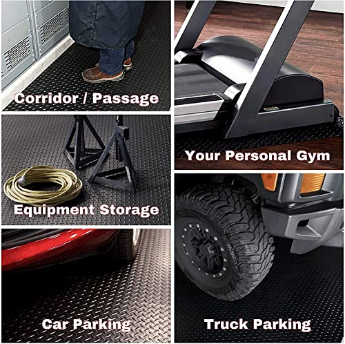 SEAL 5 x 10 FT Premium Garage Floor Mat, Solid 2.8mm Thick Lay-Flat Black Commercial Grade Heavy Duty Parking Mat for Golf Cart, Workbench, ATV, Water/Stain Resistant Runner (Embossed Diamond Plate) by SEAL - Image 7