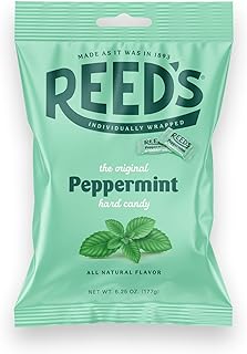Reed’s Individually Wrapped Peppermint Candy | Traditional Peppermint Hard Candy | Reed’s Candy Hard Peppermint Minty Fresh and Surprisingly Sweet Brought To You By Iconic Candy | 6.25oz Peg Bag (1)
