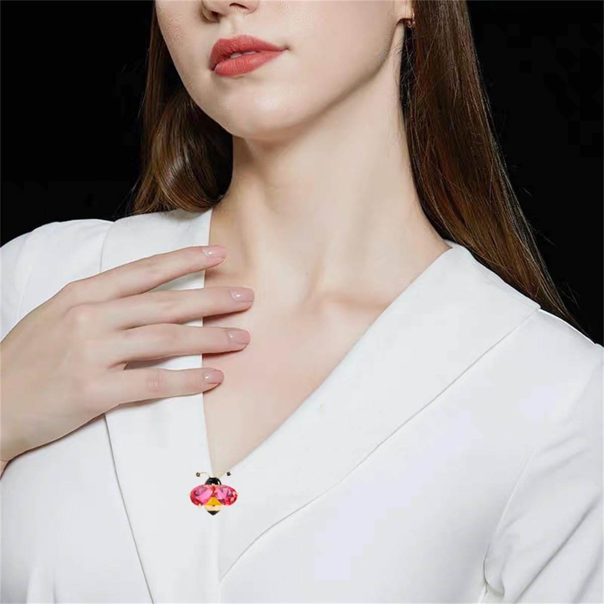 Cute Rhinestone Bee Brooch Pin for Women Coloful Wing Brooches Lapel Pins Small Animal Suit Collar Dress Accessories CZ Decoration Jewelryfor Christmas Halloween - Image 2