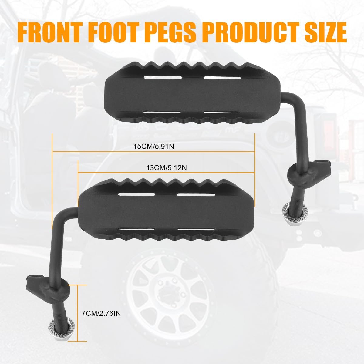 Front Foot Pegs, Foot Pegs Door Hinge Foot Step Metal Steel Foot Rest Pedals Compatible with Jeep JK Wrangler 2007-2018 (2 Pack)