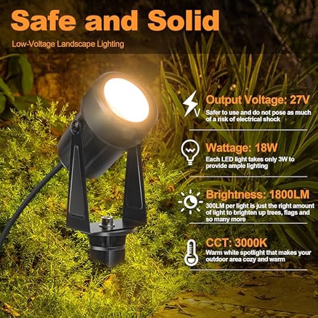 Outdoor Landscape lighting LED Spot light Outside Uplight 18W Warm White 3000K