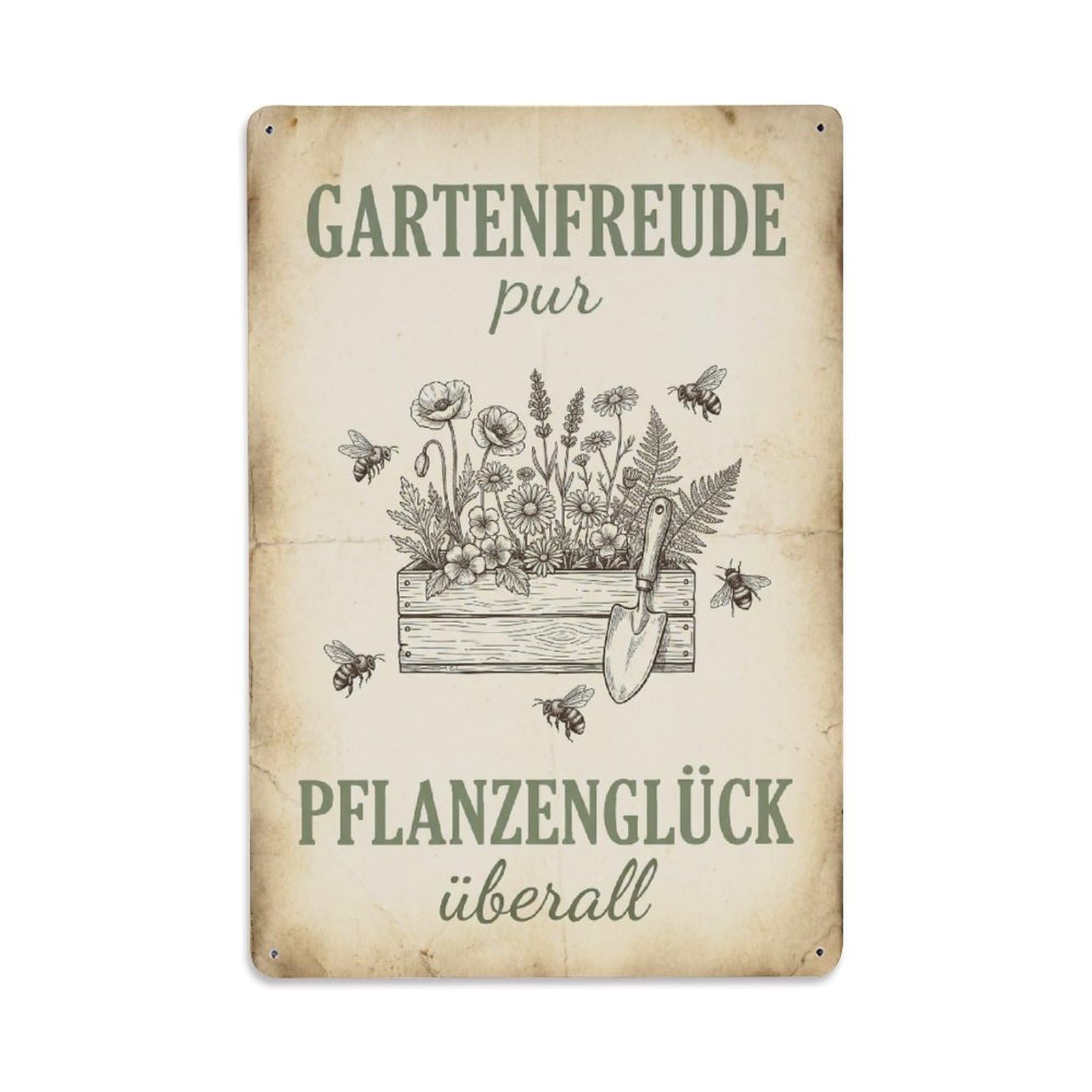 Vintage Funny Garden Pure Joy Rustic Gate Wildflower Metal Tin Sign Plaque Wall Decor for Cafe, Club Bar, Office, Garden Metal Poster 8x12Inch
