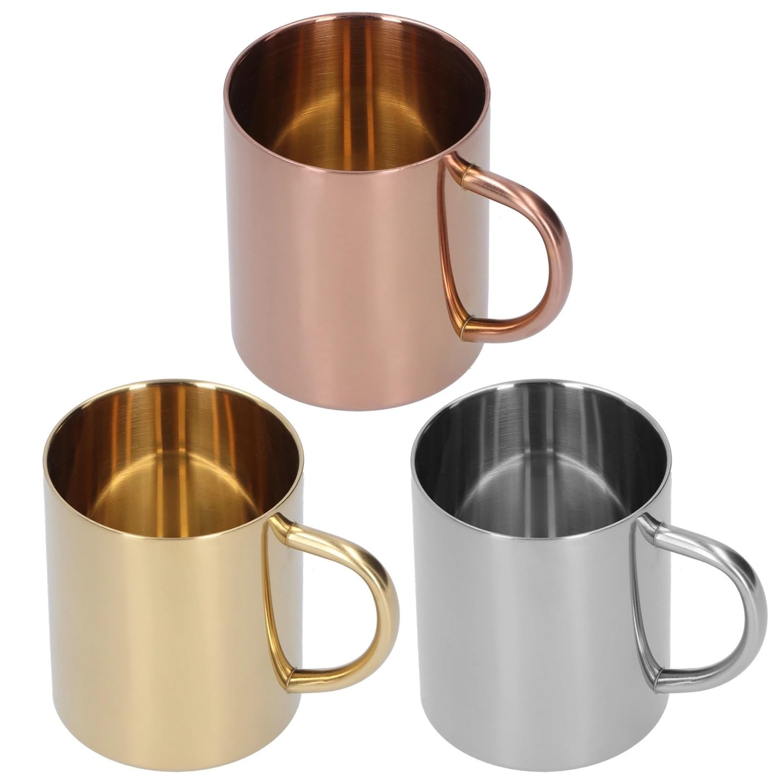 400 ml Kaffeetasse 304 Edelstahl Doppelschicht Verbrühungsschutz Becher Tasse mit Griff for Kaffee Tee Wasser Home Küche Zubehör Für Küchen, Cafés, Restaurants(Silver)