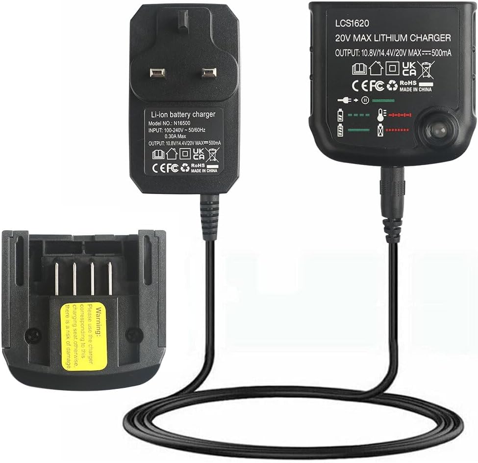 LCS1620 LCS1620B Charger 20V max Lithium Battery Charger compatible with Black and Decker 18V Lithium Ion Battery LBXR20 LBXR20-OPE LB20 LBX20 LBX4020 LB2X4020 LBXR2020-OPE LBXR20CK LB2X3020