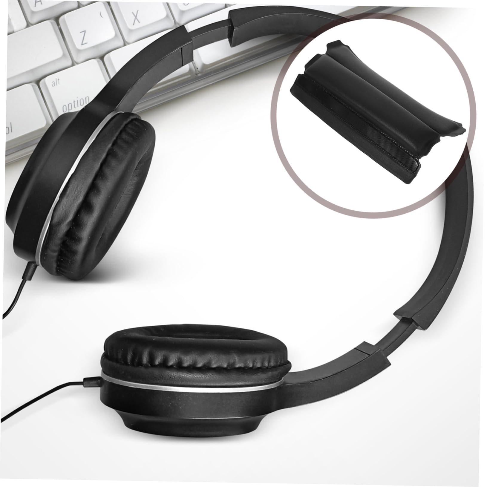 SHINEOFI 5 Piezas Cubierta de Diadema para Auriculares Protector de Almohadilla Accesorio de Reemplazo Compatible con Material PU Elástico Lavable y de Instalar