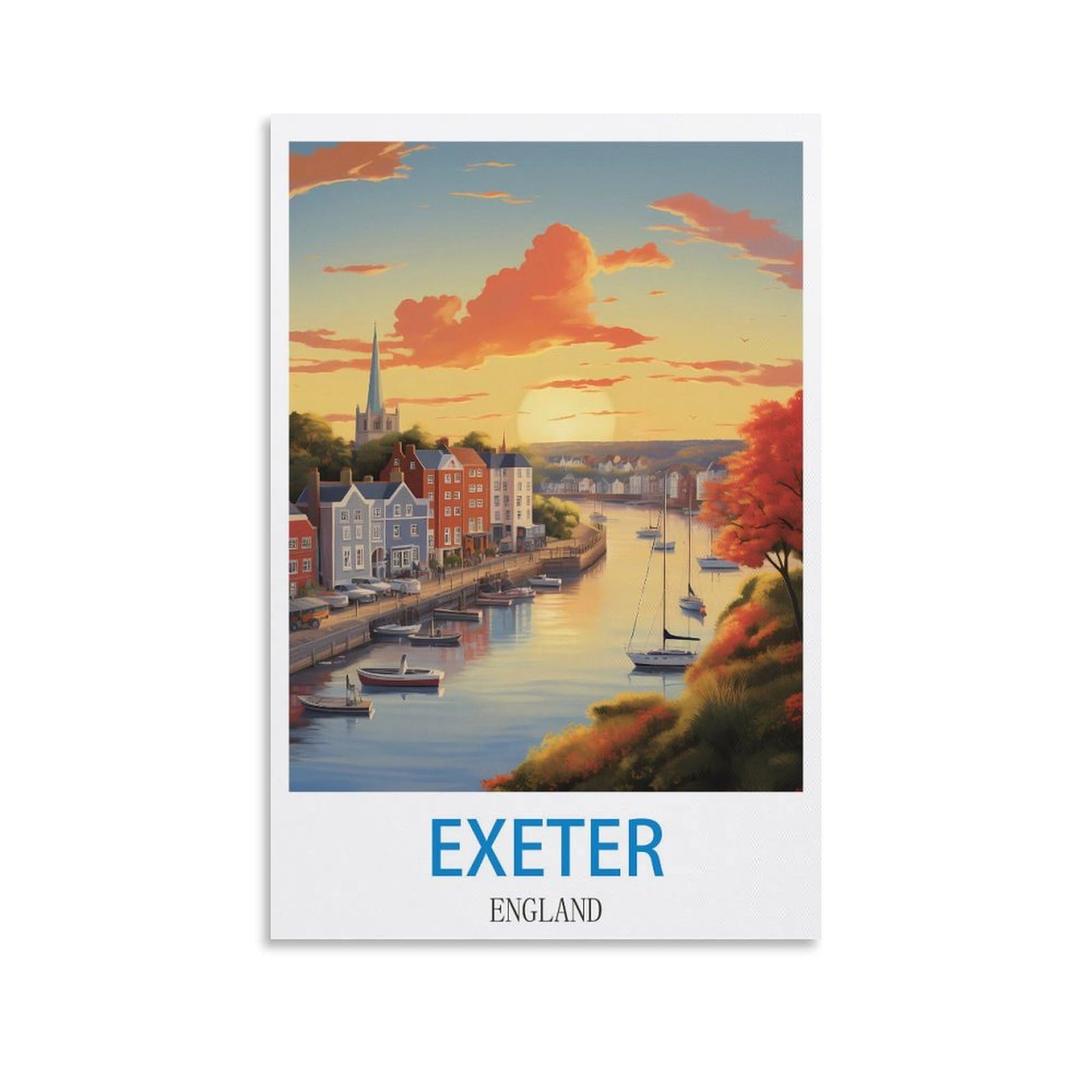 FZYUEN Exeter England Vintage Travel Poster 20x30inch(50x75cm) Canvas Wall Art Prints for Wall Decor Room Decor Bedroom Decor