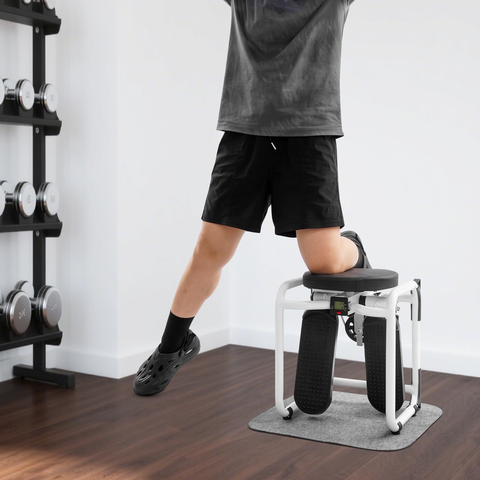 Mini stepper con 150 kg de carga y bandas de resistencia | Equipo de fitness manual para el hogar | para principiantes y avanzados, para apartamento y oficina, 42 x 34,5 x 32 cm