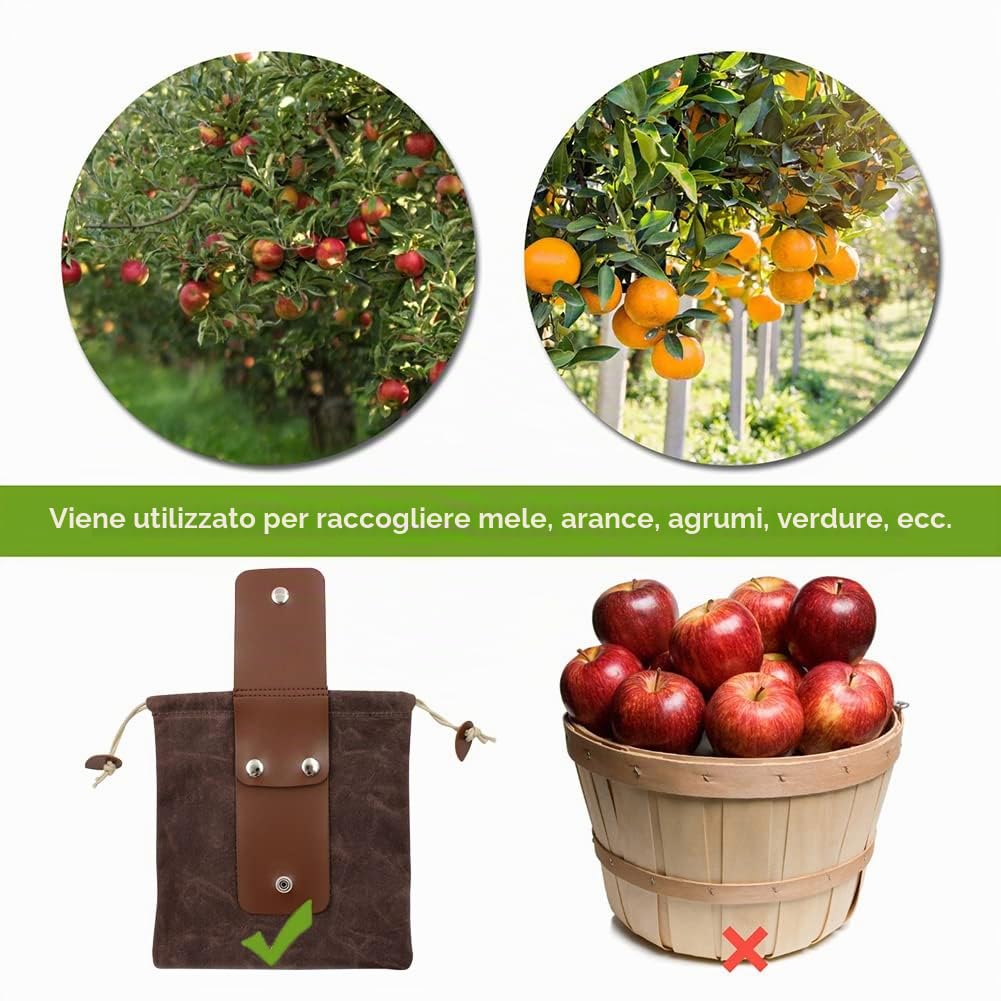 Borsa per foraggiamento in tela cerata, pieghevole, per campeggio, attività all'aperto, per conservare funghi, impermeabile, in pelle per bushcraft, marrone, per viaggi, campeggio