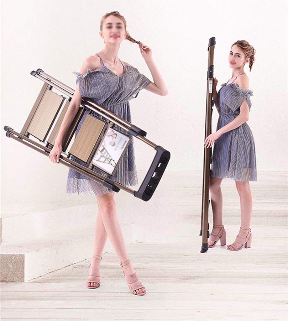 Step Stool Aluminum Alloy 3-Step Ladder, 4 Steps Anti-Slip Ladder with Tool Bench, Indoor Stepladders Stool Outdoor Portable Tool Ladder Step Ladder/Gold/37.5X49.5X120Cm