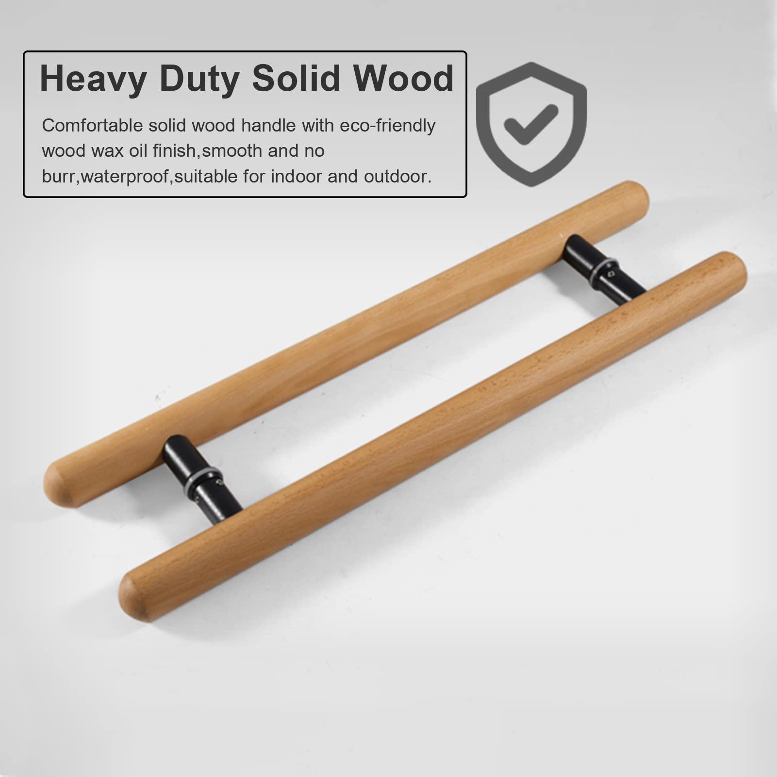 Okrągły, dwustronny uchwyt do drzwi z naturalnego drewna, w kształcie litery H, nowoczesny uchwyt do drzwi szklanych i drewnianych, 60 cm/24 cale – stylowy dodatek do przedpokoju