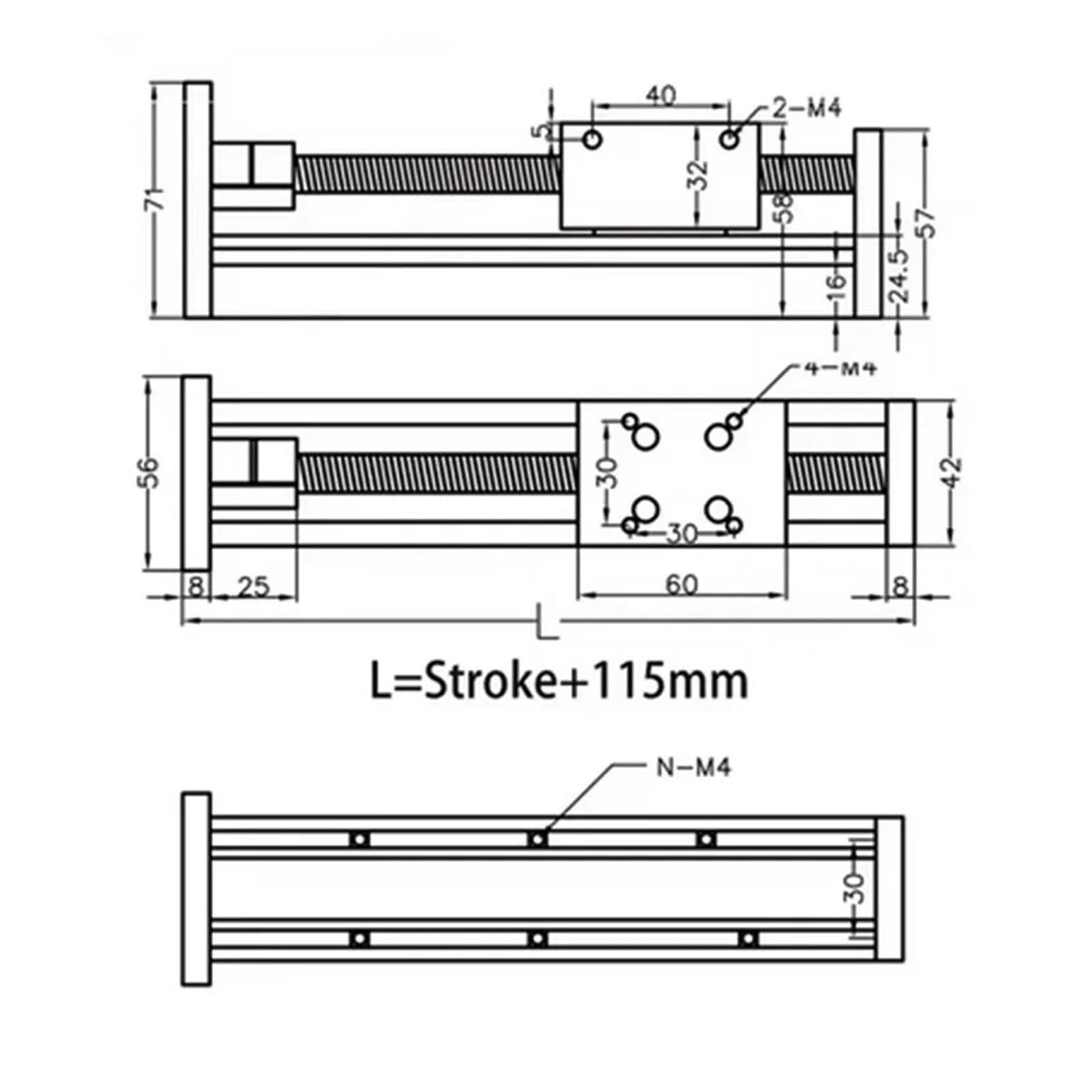 CNC-Manueller Linearantriebsmodul Tisch SFU1605 Kugelgewindetrieb Linearführung Bewegungsschiene Gleitweg 50mm~600mm und 1,2N Motor (mit Motor, Hub 100mm)