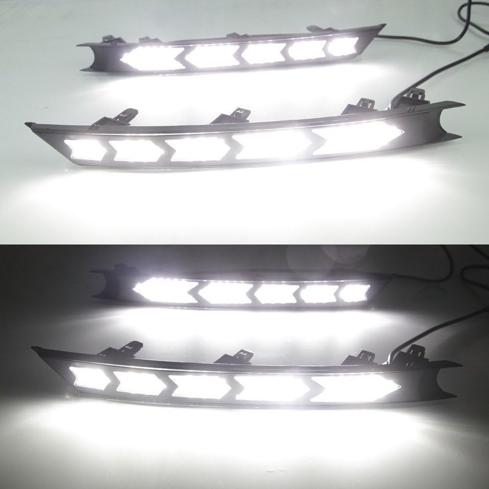 LED Daytime Running Light compatible for Mazda CX-5 CX-8 2017-2021, LED Front Bumper DRL With Yellow Streamer Turn Signals