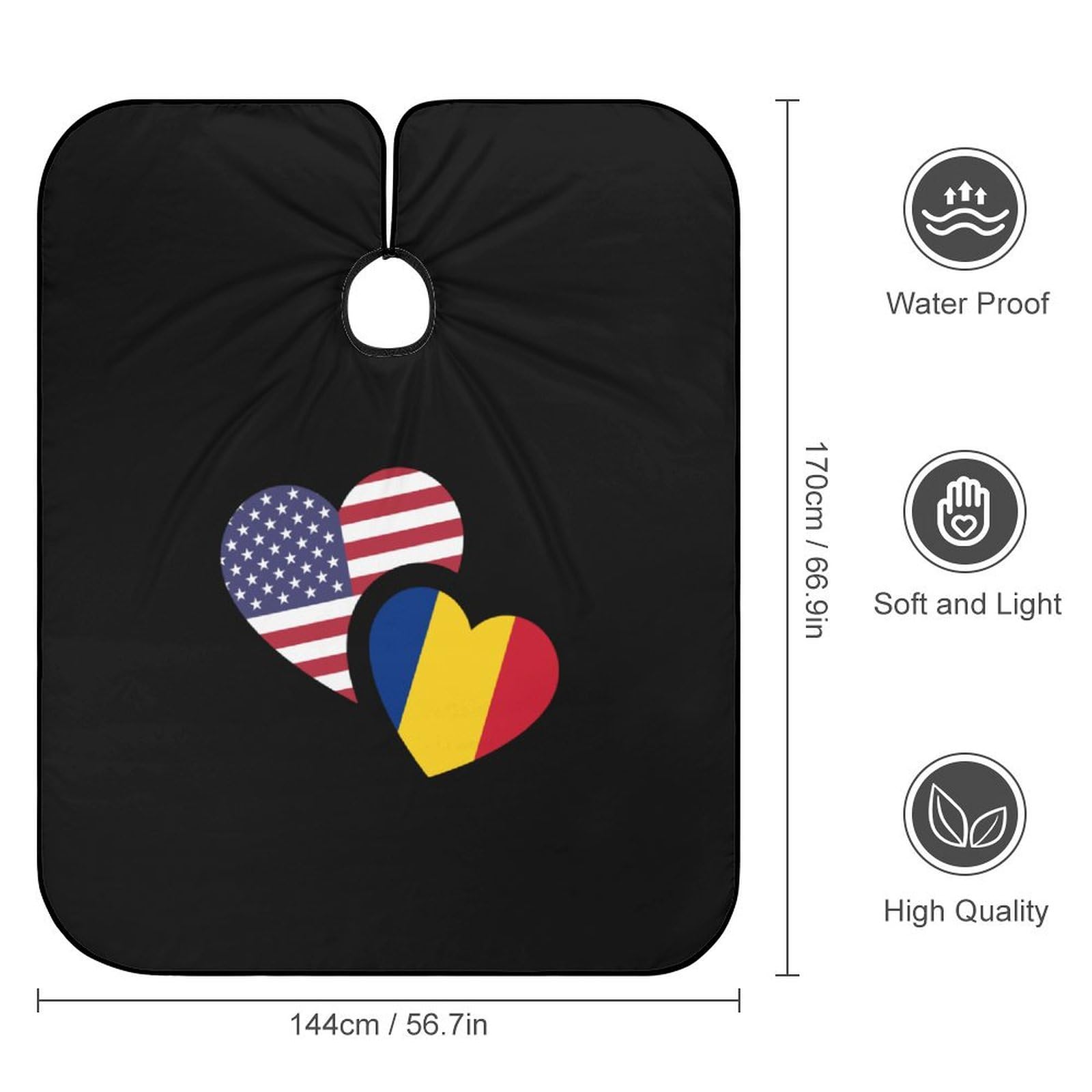 Romania US Flag Hair Cutting Cape for Men Women Waterproof Barber Cape Adjustable Salon Haircut Capes