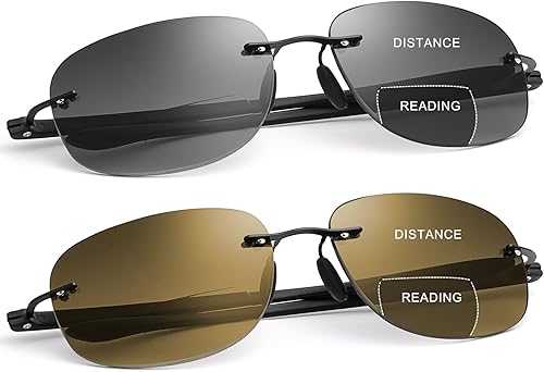 YIMI 2 pares de lentes de lectura bifocales con luz azul, protección UV400, lentes de sol deportivos de doble uso para hombres y mujeres