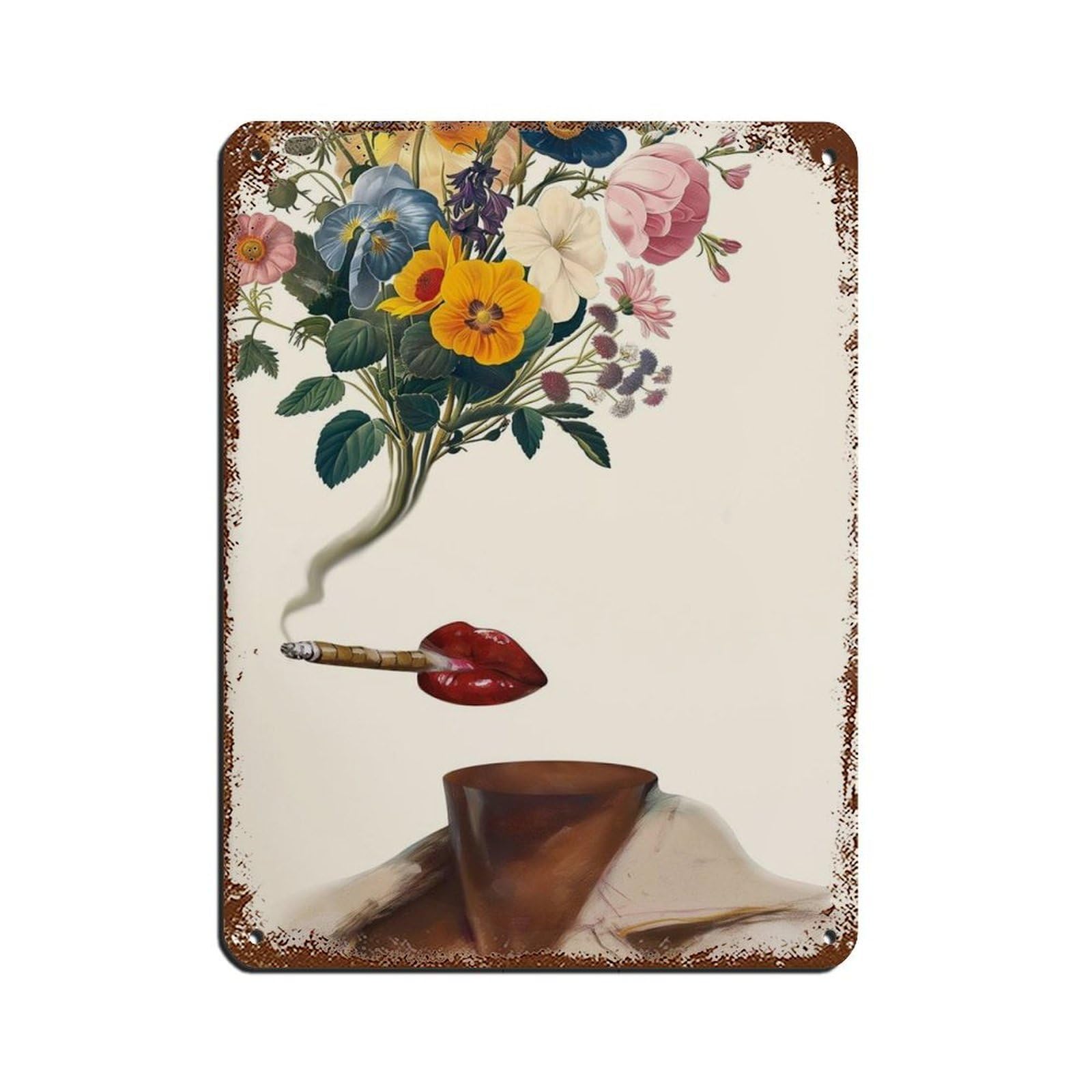 Flower Flavour Retro Surreal Art Retro Poster Metal Tin Sign Chic Art Retro Iron Painting Bar People Cave Cafe Family Garage Poster Wall Decoration 12x16inch(30x40cm)