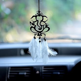 Car Hanging Accessories Interior - Elegant Dream Catcher for Car - Charm for Auto Decor - Stylish Handmade Ornament for Rear View Mirror Decoration - Ganesh