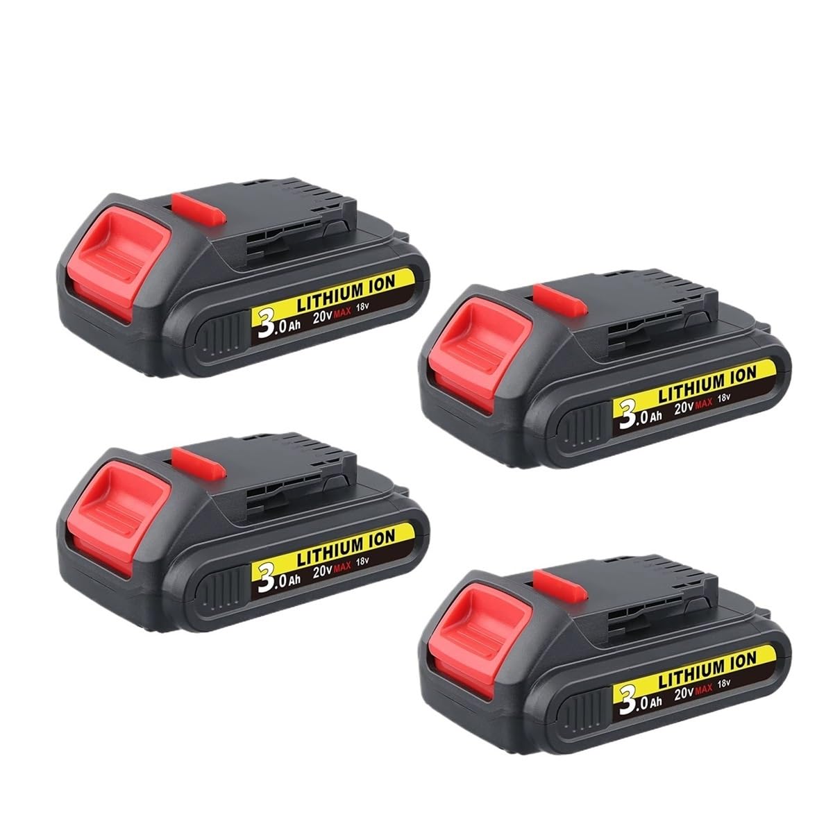 Batteria sostitutiva agli ioni di litio MAX da 20 V compatibile for DeWalt DCB201 DCB204 DCB206 DCB207 - Capacità 3,0 Ah - Opzioni confezione 1/2/4(Red)
