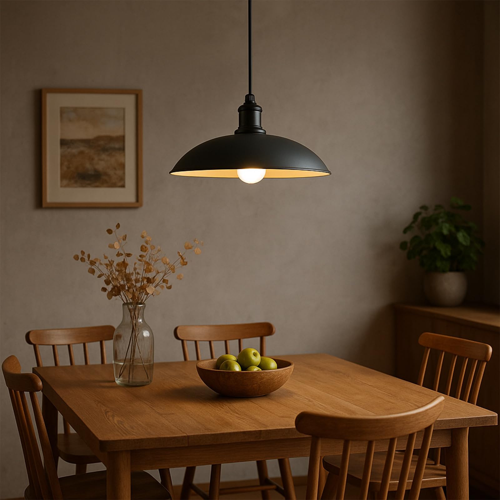 EKSED Lámpara Colgante Industrial de Metal – Luz de Techo Moderna con Casquillo E27 y Altura Ajustable 1 m para Cocina Comedor Entrada Barra (negro)