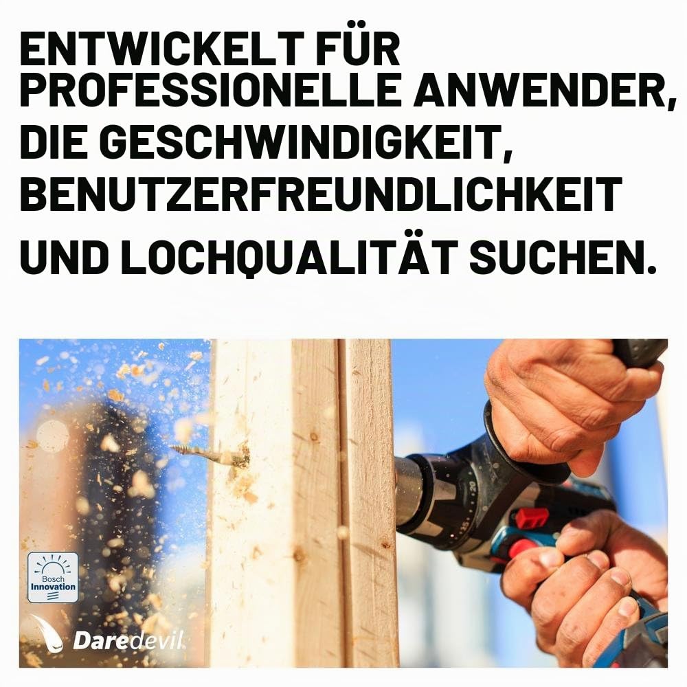 BOSCH Daredevil DSB5010 Standard Spaten-Bit-Set mit Vollkegelgewinde und Spurritze, Blau, 10-teilig