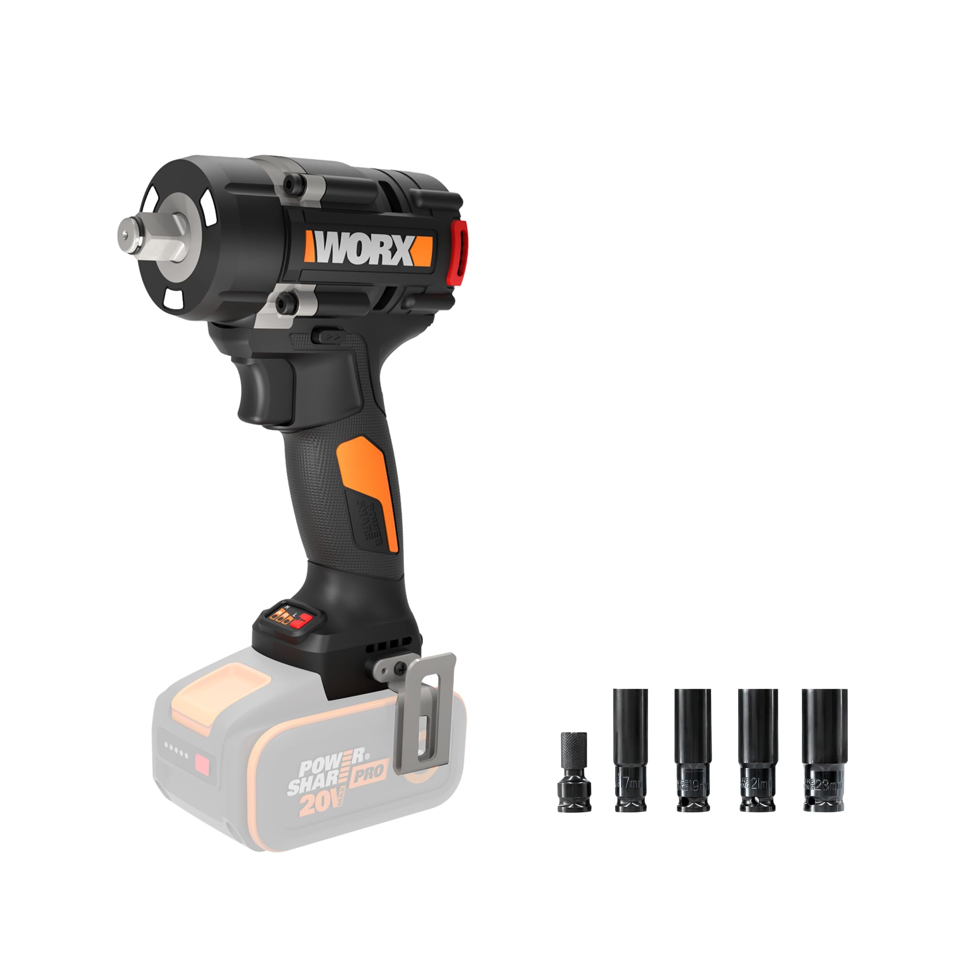 Worx 20V Cordless Brushless 1/2" Impact Wrench Body Only In Black