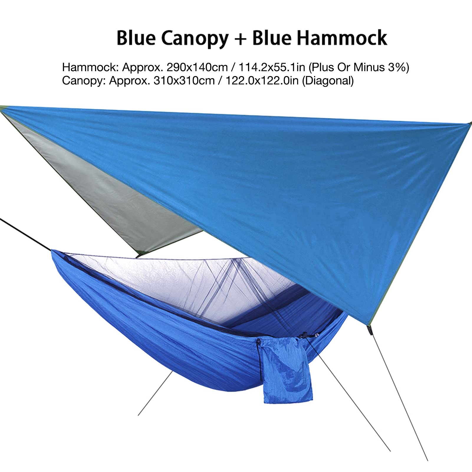 Cocoarm Amaca Amaca Portatile con Tessuto in Nylon e Zanzariera in Poliestere Carico da 300 Kg Tettuccio Antipioggia con Doppia Cerniera per Campeggio Viaggi Cortile Giardino Adulti (Cielo blu con