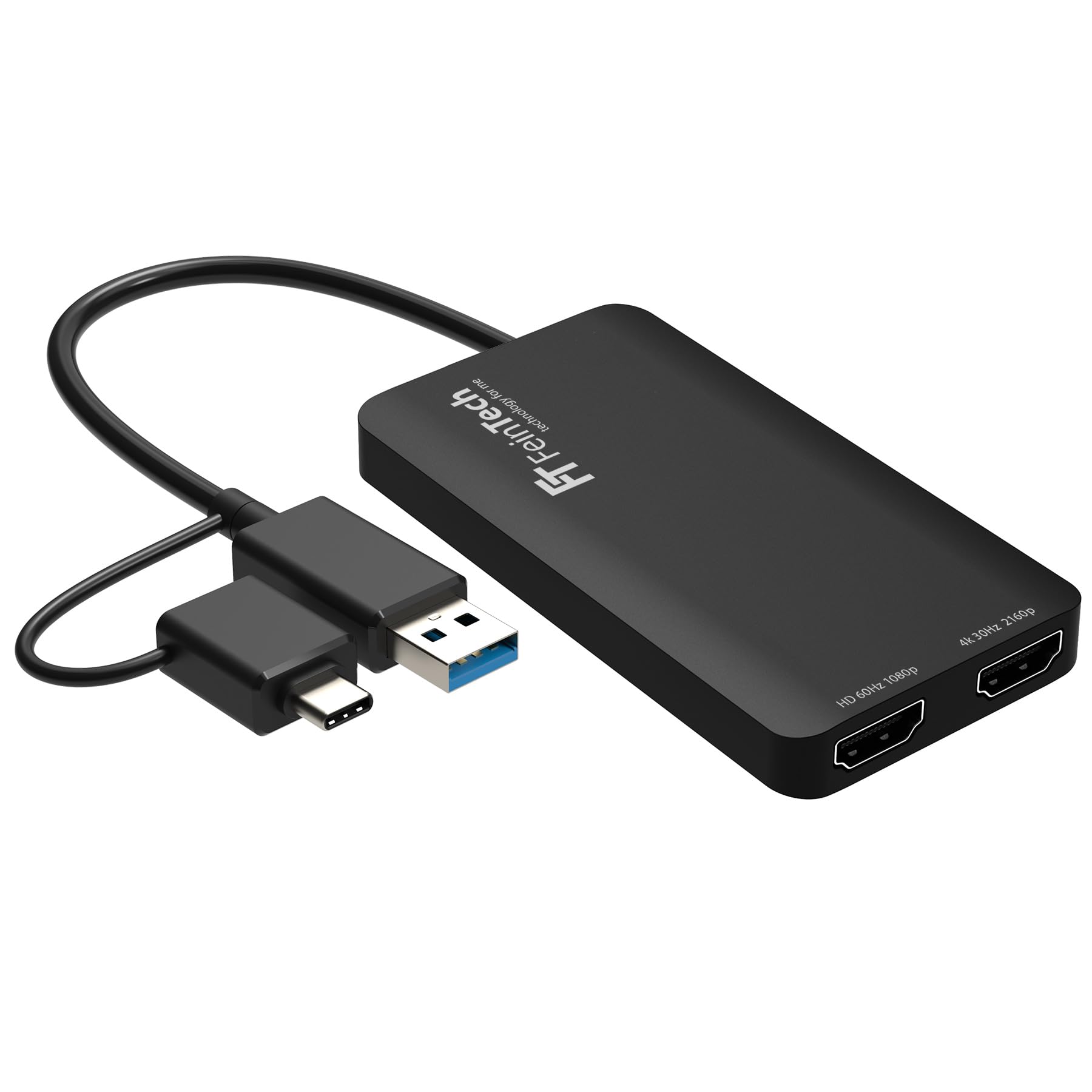 FeinTech CX200 USB Dual HDMI Adapter Splitter 2 Monitore gleichzeitig PC Windows Mac