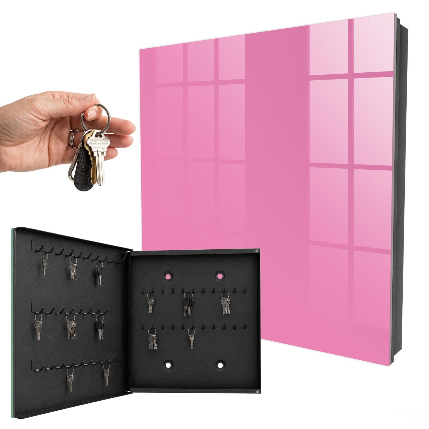 Cassa 30x30 cm rosa freddo Porta Sinistra Nero | Appendiabiti | Bacheca | Vetrinetta | Nicchia | Casellario | Armadio | Gancio | Quadro | Mobiletto | Contenitore | Supporto