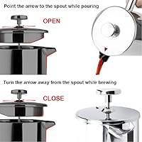 Vista 4 de Secura - Cafetera de prensa francesa de acero inoxidable 304 con 2 filtros adicionales