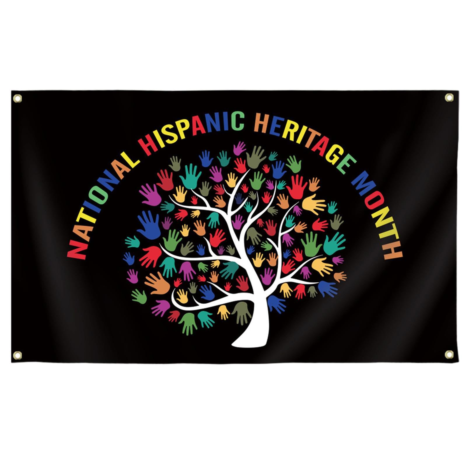 Hispanic National Heritage Moon Flag | Tree Flower Festive Flag | 35 x 59 Inches Light Fade Resistant Vibrant Colors Hispanic Cultural Heritage Moon Flag Classroom Home Decor Soydan