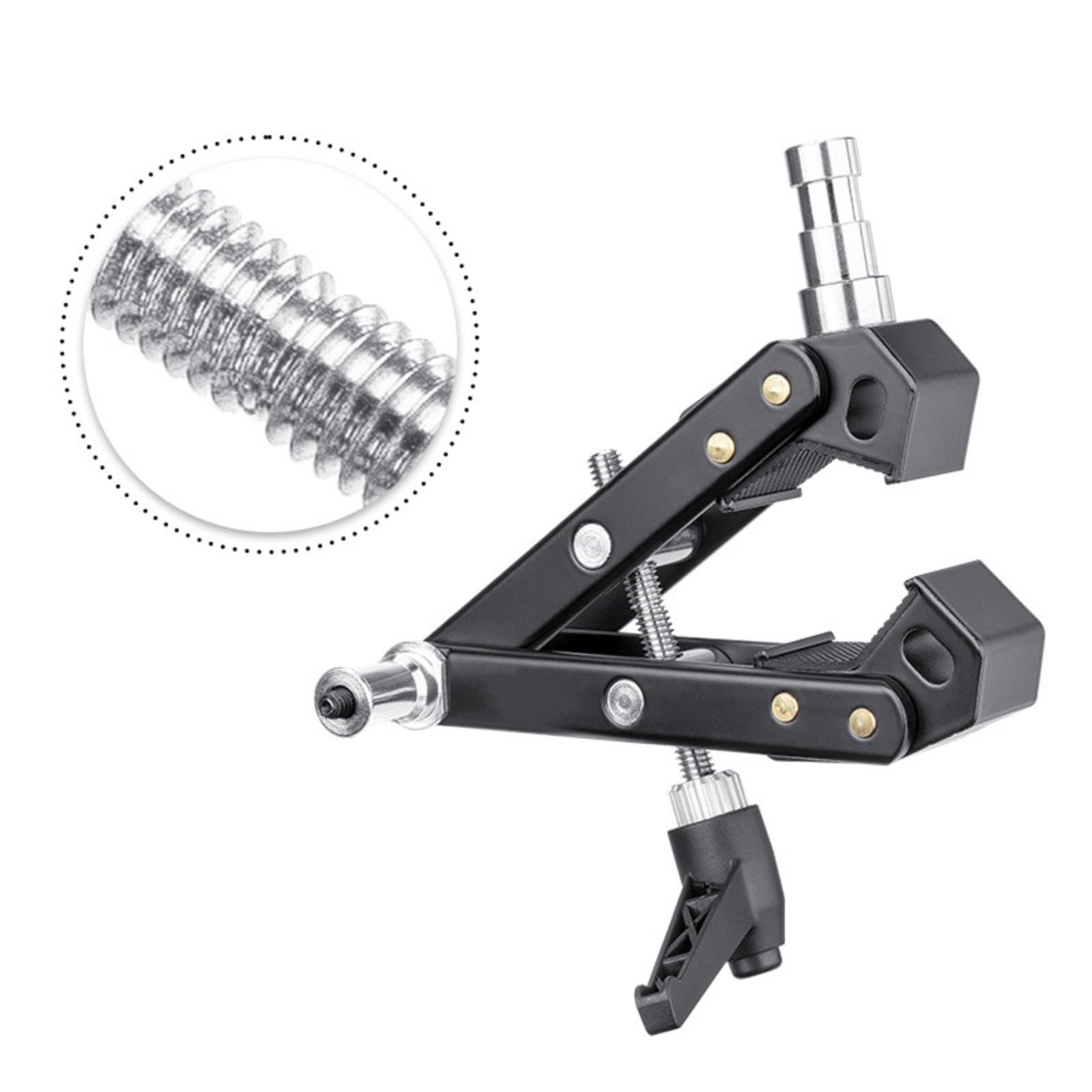 Supporto a morsetto per fotocamera super forte per fotocamera fotografica, riempimento luci fino a 12 kg, capacità del cuscinetto di carico nero