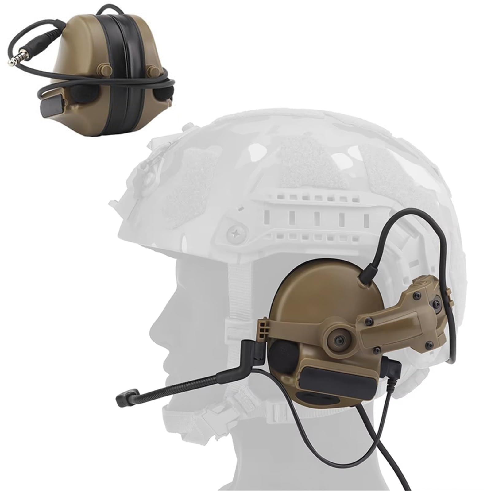 Cuffie per Casco Tattico C5 con Riduzione del Rumore Adattatore per Binario - Cuffie Antirumore per Caccia, Tiro Protezione dell'Udito per Softair, CS, Wargame