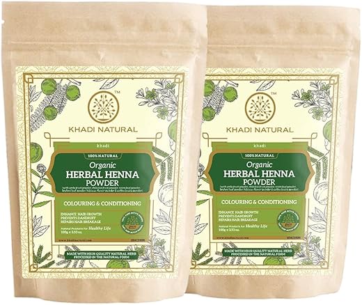 Khadi Natural Herbal Henna Powder Pack | Herbal Hair Color | 100% Natural | Colours and conditions hair | Repair hair damage and breakage |…